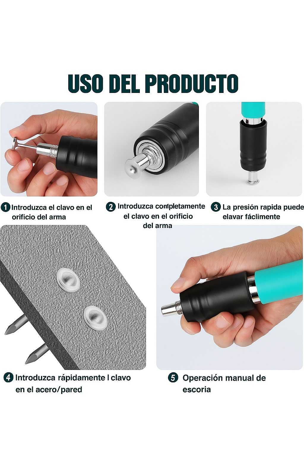 ¡Kit de Pistola de Clavos + Accesorios Incluidos + 200 Clavos de Alto Impacto™! Dropea