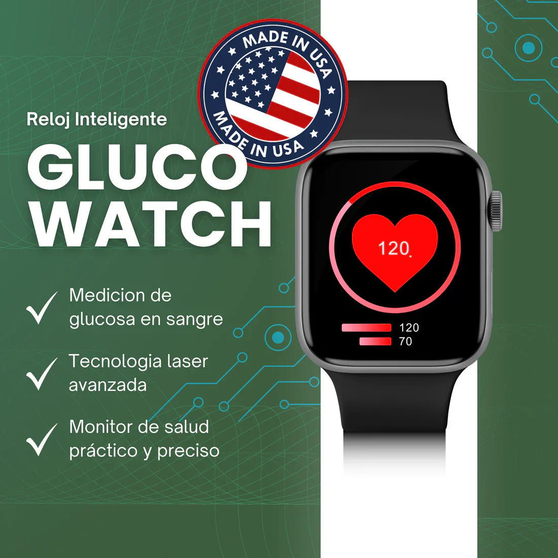 GLUCOWATCH PLUS - RELOJ INTELIGENTE MEDIDOR DE GLUCOSA SMARTWATCH Y68