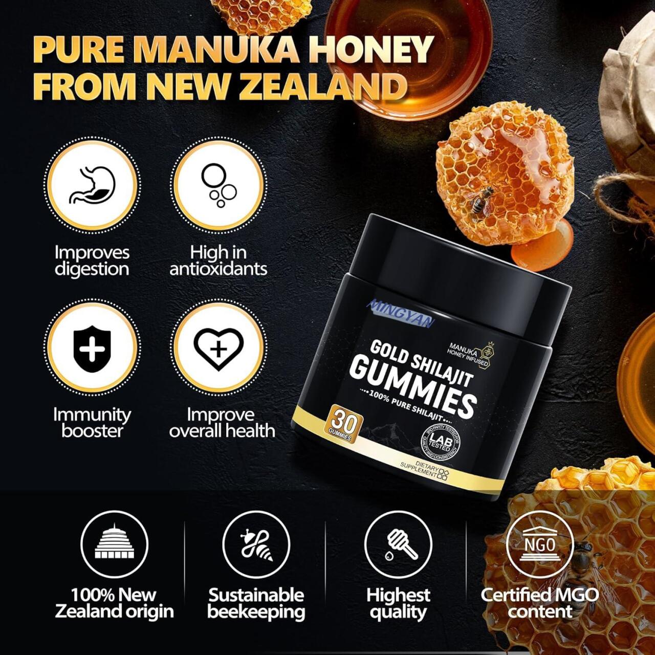 Gomitas de Shilajit puro - Salud, fuerza y bienestar - El poder del Himalaya Dropea