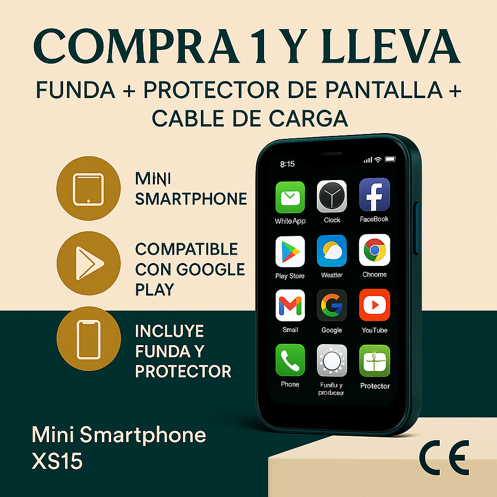 Mini Smartphone 3G  + 1x Cable de carga + 1x Funda + protector de pantalla Dropea