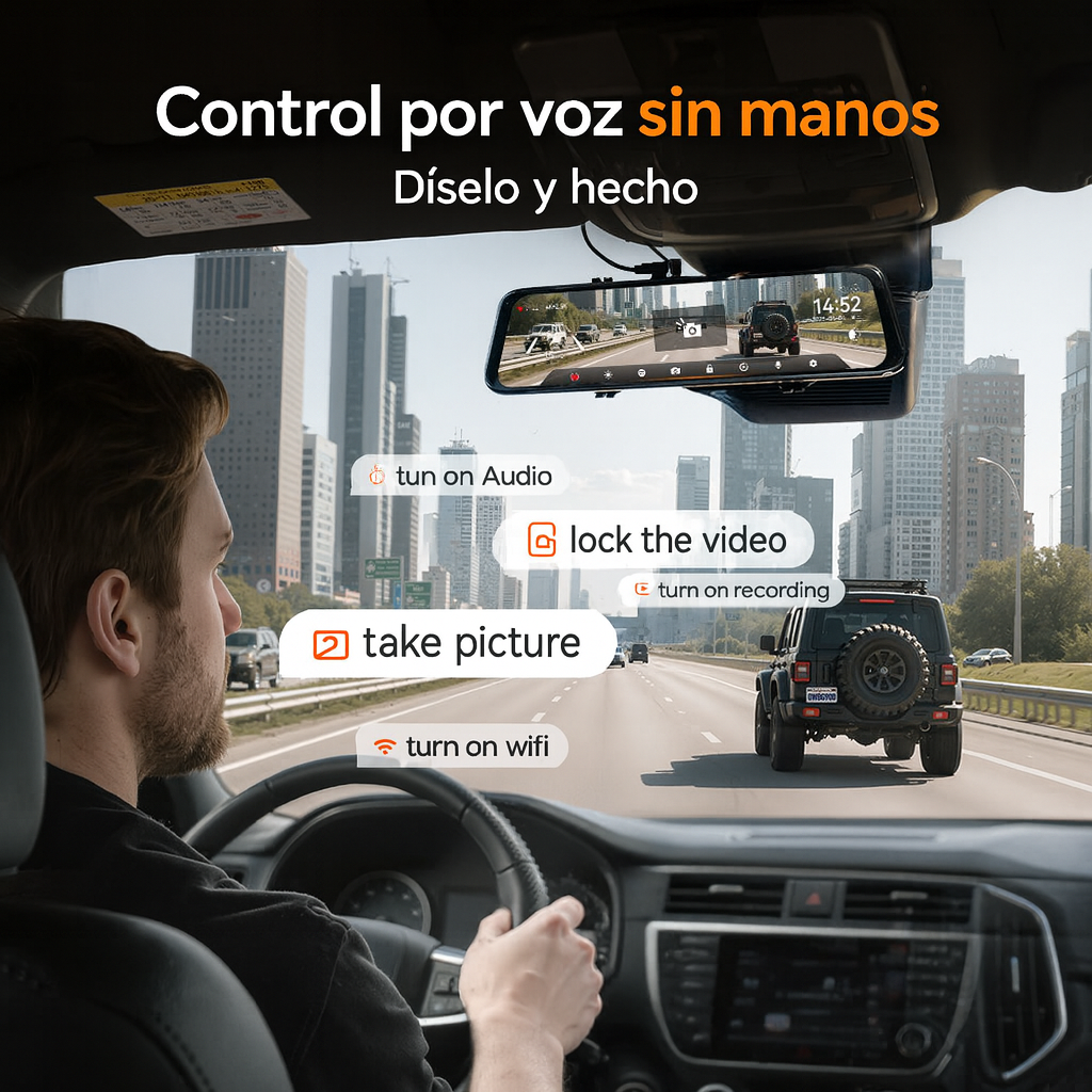 WOLFBOX G900Pro 12MP WiFi Pantalla Táctil Dashcam con Espejo Retrovisor Inteligente Tienda Espanha