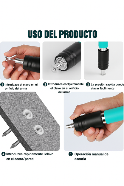 ¡Kit de Pistola de Clavos + Accesorios Incluidos + 200 Clavos de Alto Impacto™! Dropea