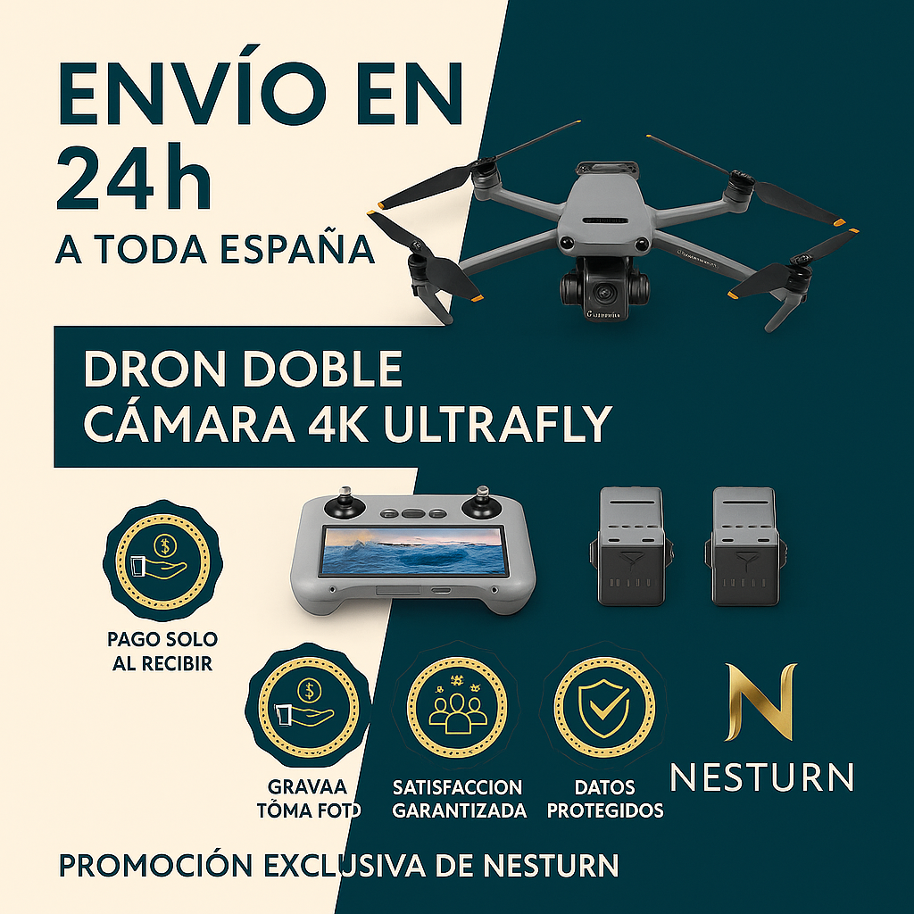Dron Doble Camara 4k UltraFly + 2 Batería Con Estuche GRATIS Tienda Espanha