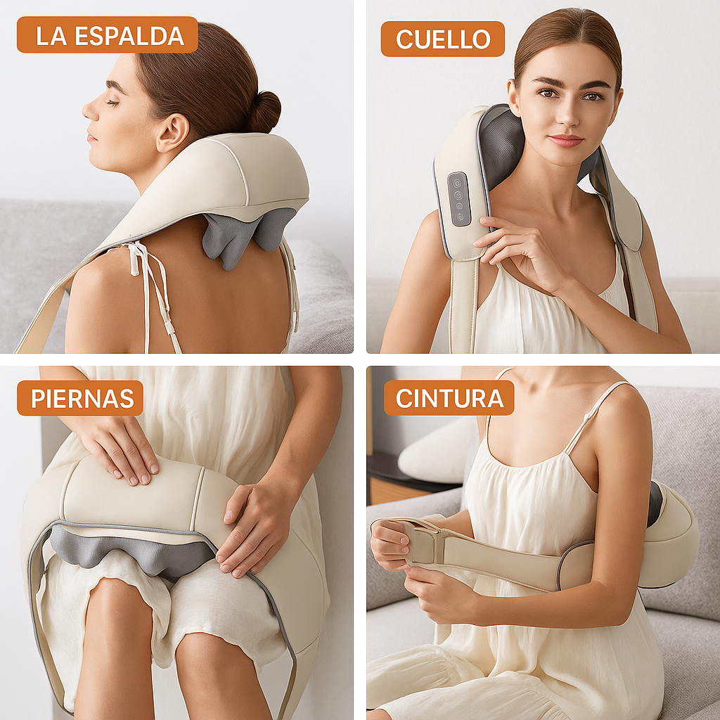 Masajeador cervical Shiatsu con calor – Libera tensiones en solo 10 minutos al día Dropea
