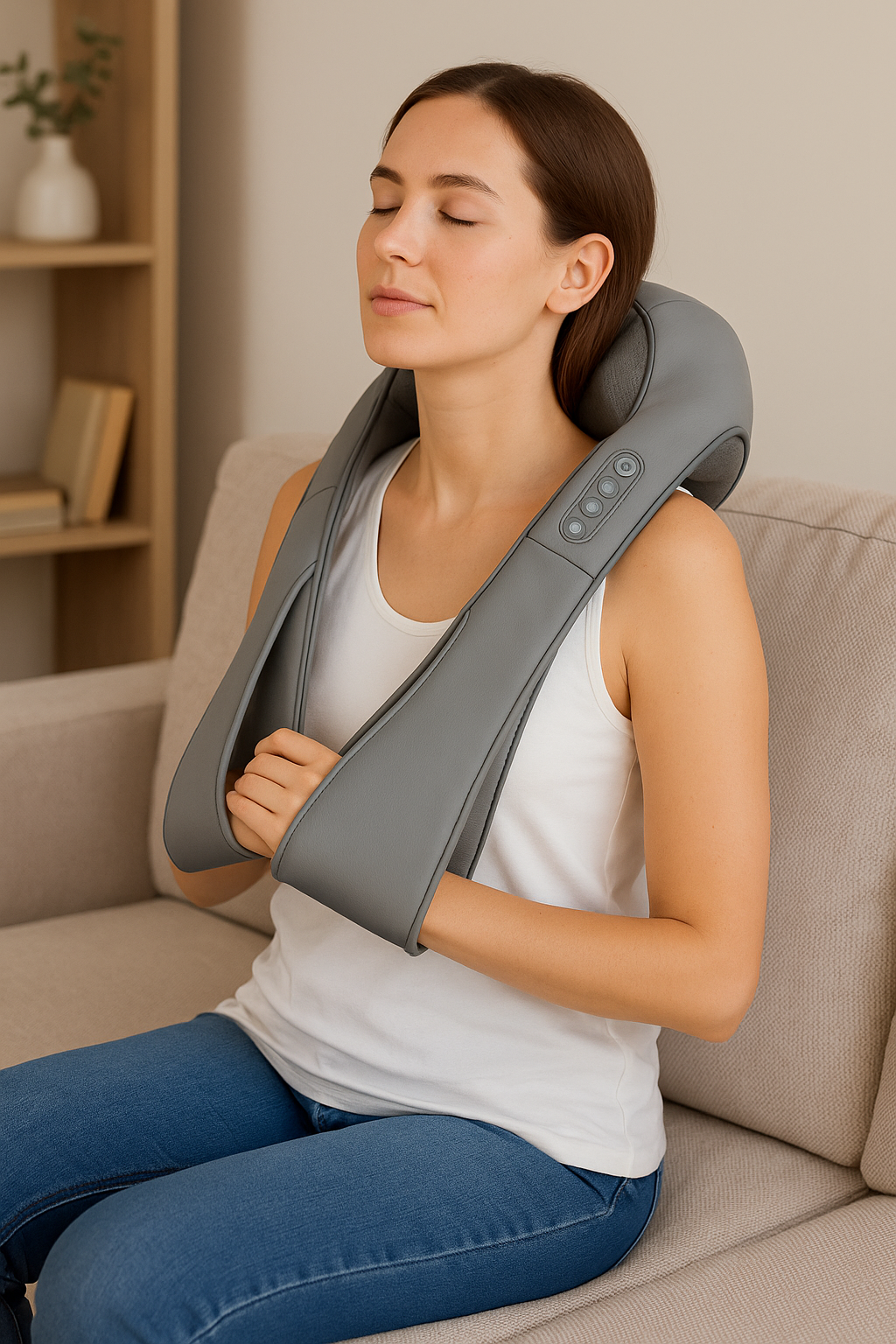 Masajeador cervical Shiatsu con calor – Libera tensiones en solo 10 minutos al día Dropea