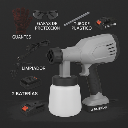 PISTOLA PARA PINTAR ELÉCTRICA Incluye: guantes, gafas, filtro, cepillo, tubo, limpiador y 2 baterías. Dropea