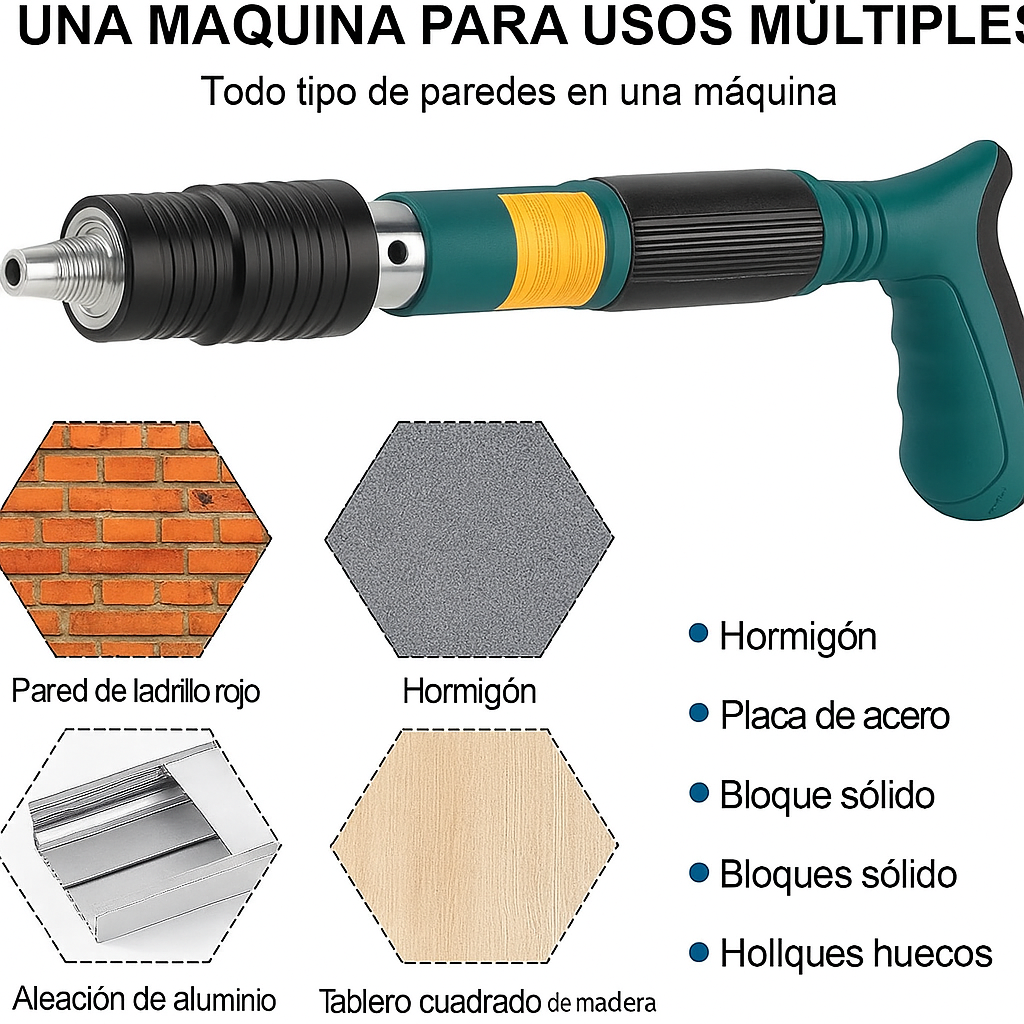 ¡Kit de Pistola de Clavos + Accesorios Incluidos + 200 Clavos de Alto Impacto™! Dropea