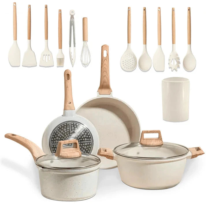 🍴Juego Completo de Utensilios de Cocina  Antiadherente + Cubiertos Gratis🍽️ Dropea