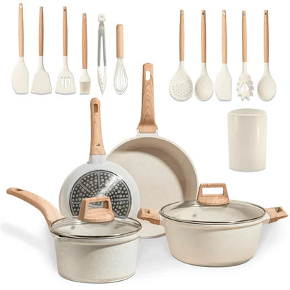 🍴Juego Completo de Utensilios de Cocina  Antiadherente + Cubiertos Gratis🍽️ Dropea