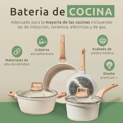 🍴Juego Completo de Utensilios de Cocina  Antiadherente + Cubiertos Gratis🍽️ Dropea