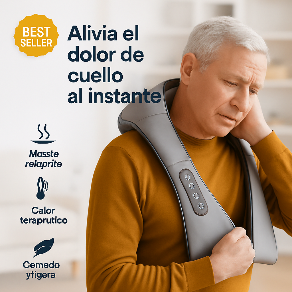 Masajeador cervical Shiatsu con calor – Libera tensiones en solo 10 minutos al día Dropea